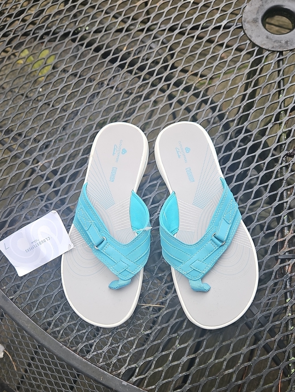 Clarks Cloudsteppers Aqua Blue Thong Sandals